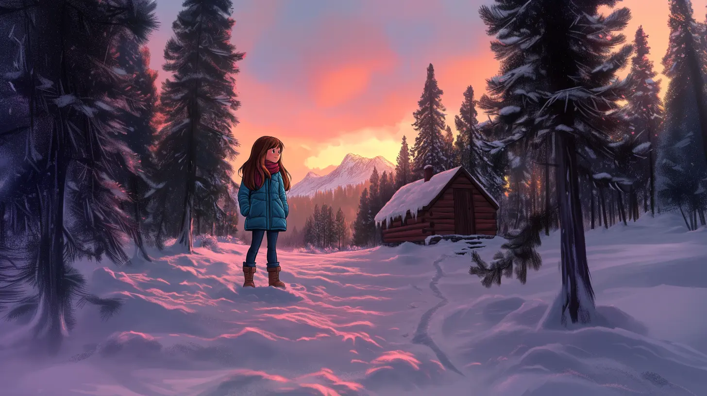 Hedda står i ett vinterlandskap i Härjedalen